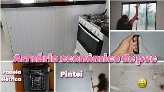 armário econômico de pvc / pintei e Lavei o quarto e o banheiro/ rejunte limpinho/panela elétrica 🥰