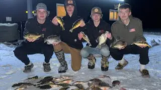 24 Hour Ice Camping in a YETI fish house for BIG PANFISH!!