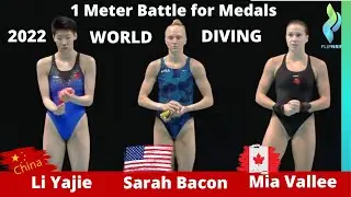 2022 Womens 1 Meter Diving World - Li Yajie CHN, Sarah Bacon - USA, Mia Vallee - CAN Battle
