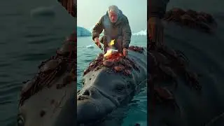 🔹 Old Man vs. Barnacles: Watch Him Rescue a Giant Whale! 🐋💙 #animalrescue #shorts
