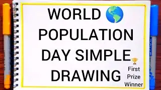World 🌎 population day simple drawing for kids competition @kv-Artist