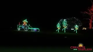 Creative Displays, Inc. Commercial Halloween Light Displays - Farmer Pumpkin & Tractor