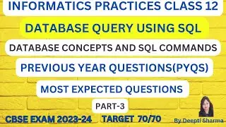 Important Questions of Database Query using SQL | Database Query using SQL PYQS  | CBSE Exam 2023-24