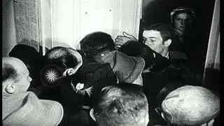 View of long waiting lines for food and other necessities in post-war Germany aft...HD Stock Footage