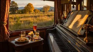 Cozy Autumn Train Ride 🚂🍂 | Relaxing Piano Music & Scenic Window View