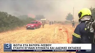 Φωτιά στα Βατερά Λέσβου: Έφτασε στις αυλές των σπιτιών η φωτιά | 23/07/2022 | ΕΡΤ