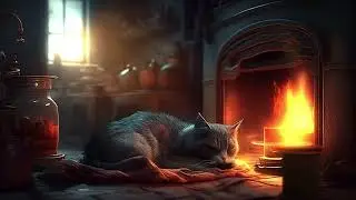 Cat Sleep Music ❤️ Relaxing Music For Cats 🎶 Slow Piano And Fire Sounds Supporting Long Cat Sleep🎶🎶🎶