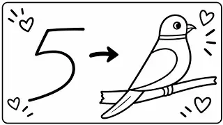 How to draw paarrot drawing from number 5/parrot drawing/parrot drawing eas
