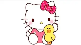 Hello Kitty with Chick 🐥 Drawing, Painting & Coloring For Kids and Toddlers_Kids Art HELLO KITTY