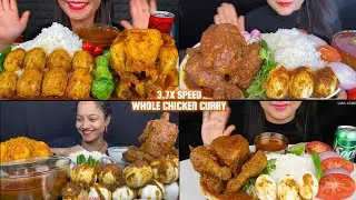 ASMR: Eating Whole Chicken Curry Eating Challenge 😍😋egg curry with basmati rice salad Mukbang🔥