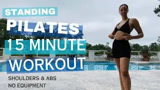 15 MIN Poolside Standing Pilates Workout (No Equipment)