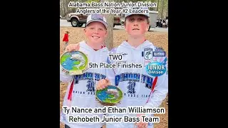 #2 in AOY Race - Junior Division Anglers Ty Nance & Ethan Williamson from Rehobeth Junior Bass Team