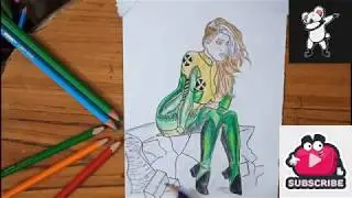 Drawing Rogue from X-MEN with Color Pencils| Marvel Comics Drawing