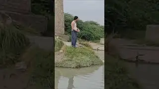 Unique style fishing in village canal #fishhunterteam #fishinglife #fishing