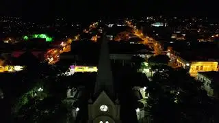 Angatuba-SP , pra&ccedil;a da matriz a noite.
