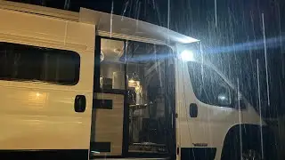Testing my  Ram Promaster Slider Door Rain Awning in a Downpour
