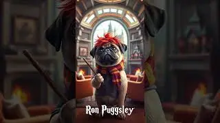 Ron Pugsley: The Pug Who Lived and Chewed the Wand. #pugvid #hogwarts  #cutepug #harrypotterpug