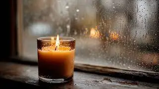 Rainy Day Window with Candle | Cozy Ambient Screensaver (No Music)