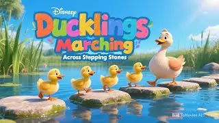 Ducklings Marching Across Stepping Stones | Cute Baby Duck Song for Kids | Five Little Ducks