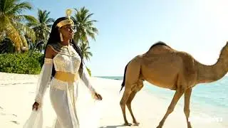 Egyptian Queen Walking On The Beach With A Camel (djfitness1)