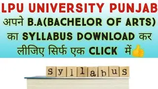 Lpu B.A syllabus Download