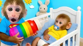 小猴子 Gogo 被彩虹奶瓶嚇到了 🍼🌈😲 | Gogo Monkey Life