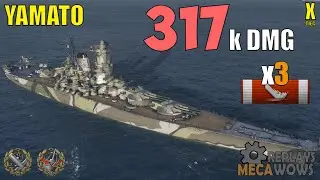 Yamato 3 Kills & 317k Damage | World of Warships Gameplay