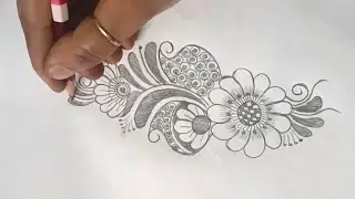 Bengali mehndi design||Easy mehndi design||Pencil Mehndi drawing||
