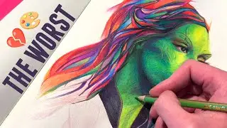 The Struggle with My LEAST FAVOURITE Art Material | Gamora Portrait