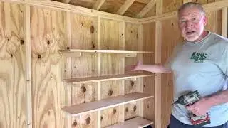 Shed Shelving Made Easy.    Shed Organization Ideas,  Yard Shed Storage