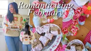 ROMANTICIZING FEBRUARY | lavender cake, tablescape reset & my new princess wallpaper! 🩷🌷✨