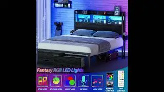 Furnulem Full Size Bed Frame with Wood Headboard, Metal Platform Bed Frame Full Size