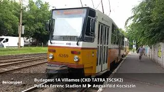 Budapest 1A villamos (Puskás Ferenc Stadion M ► Angyalföld Kocsiszín)