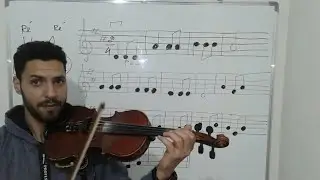 تداريب على حركة القوس وعزف اغنية twinkle الجزء الثاني
