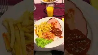 @Diner in Restaurant (french fries fried meat & vege salad #yummy