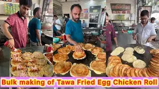 🔥 Bulk Making of Tawa Fried Chicken Roll 😍 Non Stop Street Food Magic 🤩 | Indian Street Food