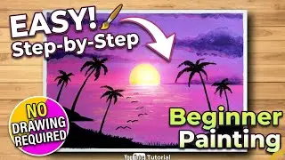 simple landscape painting | painting tutorial for beginne @ArtArena @FarjanaDrawingAcademy