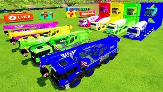 Garage With Color - SCANIA XT CRANE TRUCK, ELKON MIXER TRUCK TRANSPORTING TO COLORFUL GARAGE #fs22