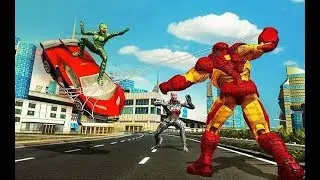 Iron Spider Hero Robot Superhero Flying Robot Game | Flying Spider City Crime | Android GamePlay