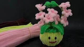 DIY pipe cleaner flower pot gift