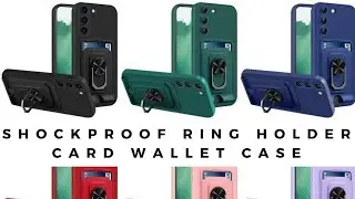 For Samsung S22 Ultra A72 A52 A12 Shockproof Ring Holder Card Wallet Case Cover