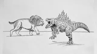 How To Draw Lion Vs T Rex Dinosaur Fight Scene | The Jungle fight Scene @SharmajiDrawingMemo