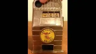 Vintage Jackpot Bank Mechanical Slot Machine Dime Bank