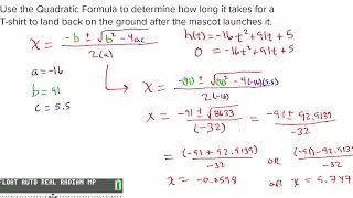 A2 Carnegie Module 1 Topic 1 Lesson 5B Quadratic Formula and Systems of Equations with Calculator