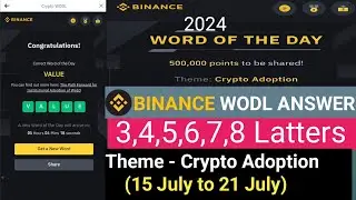 Binance Crypto WODL Answers Today  || All Latters  || Theme - Crypto Adoption
