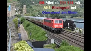 4K DB Mietlok 111 118 mit AKE-Rheingold nach Bacharach bei Oberwesel am Rhein (DE) (22-6-2022)