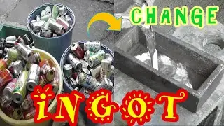 アルミ缶が貯まったのでcasting  INGOTに変身させました アルミインゴット　溶ける金属