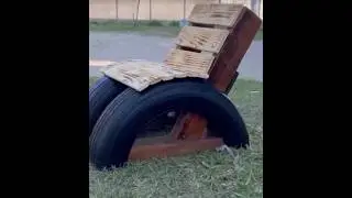 DIY Garden Chair using worn-out rubber tyre and wood