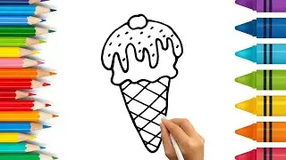 How To Draw cute Ice-cream 🍦🍦 Drawing, Painting & Coloring For Kids and Toddlers_🌈🎨