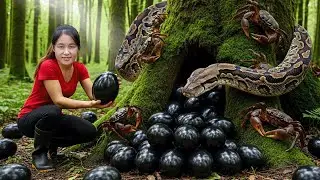 Harvesting 1000+ Rare BLACK Duck Eggs & 200Kg GIANT Stone Crabs Deep In The Forest | Giant Black Egg